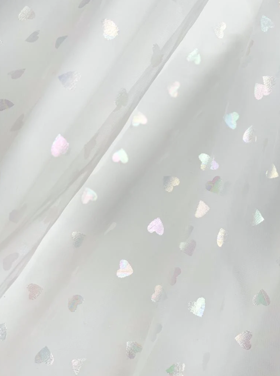 Corset Sparkly Hearts Above Knee Length Tulle Dress