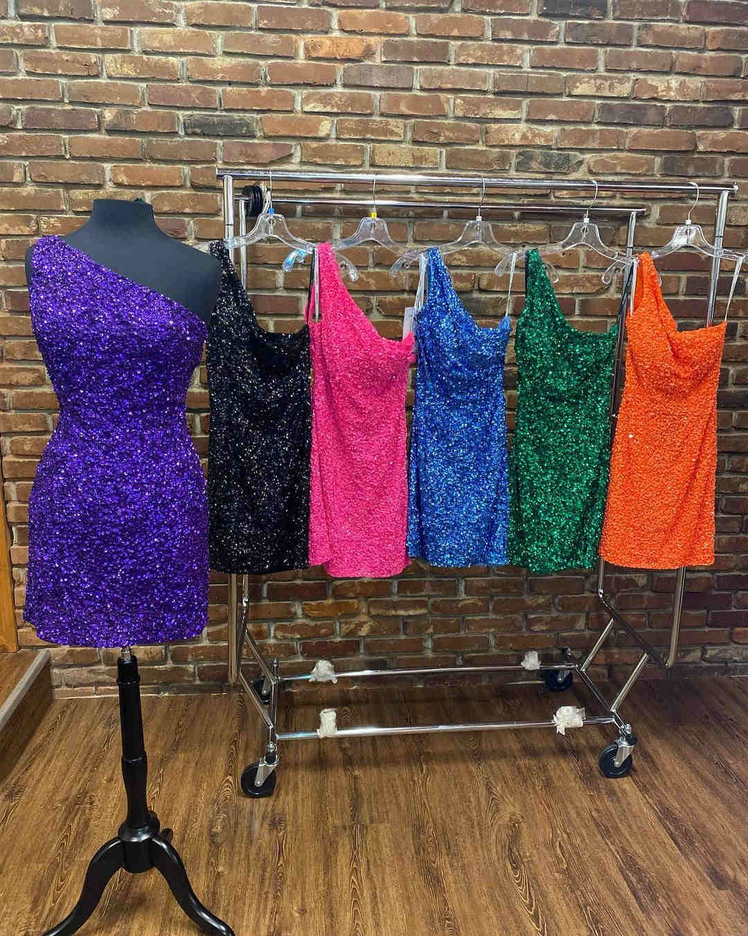 Bodycorn One Shoulder Sequins Homecoming Dress