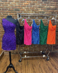 Bodycorn One Shoulder Sequins Homecoming Dress