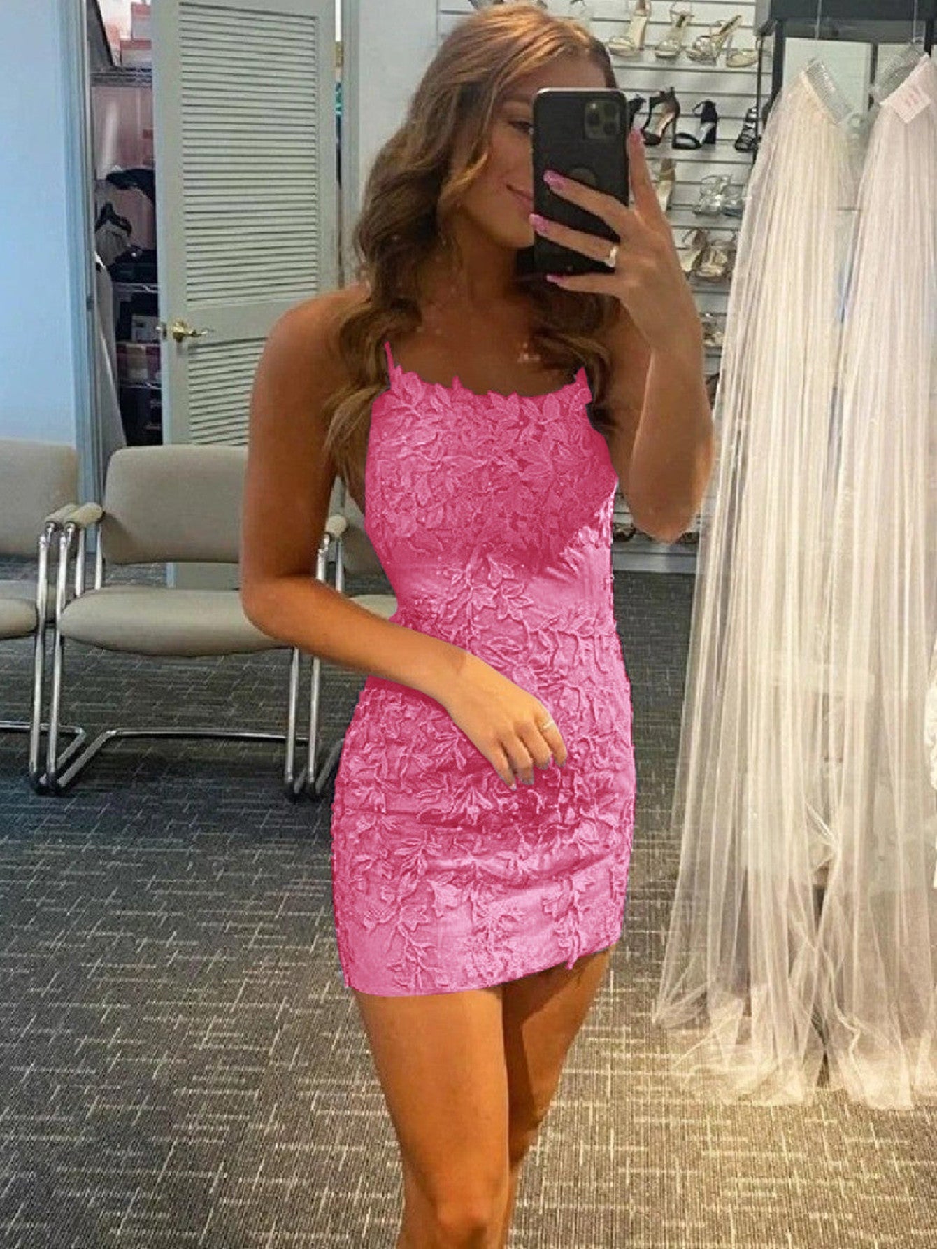 Bodycon Spaghetti Straps Lace Homecoming Dress