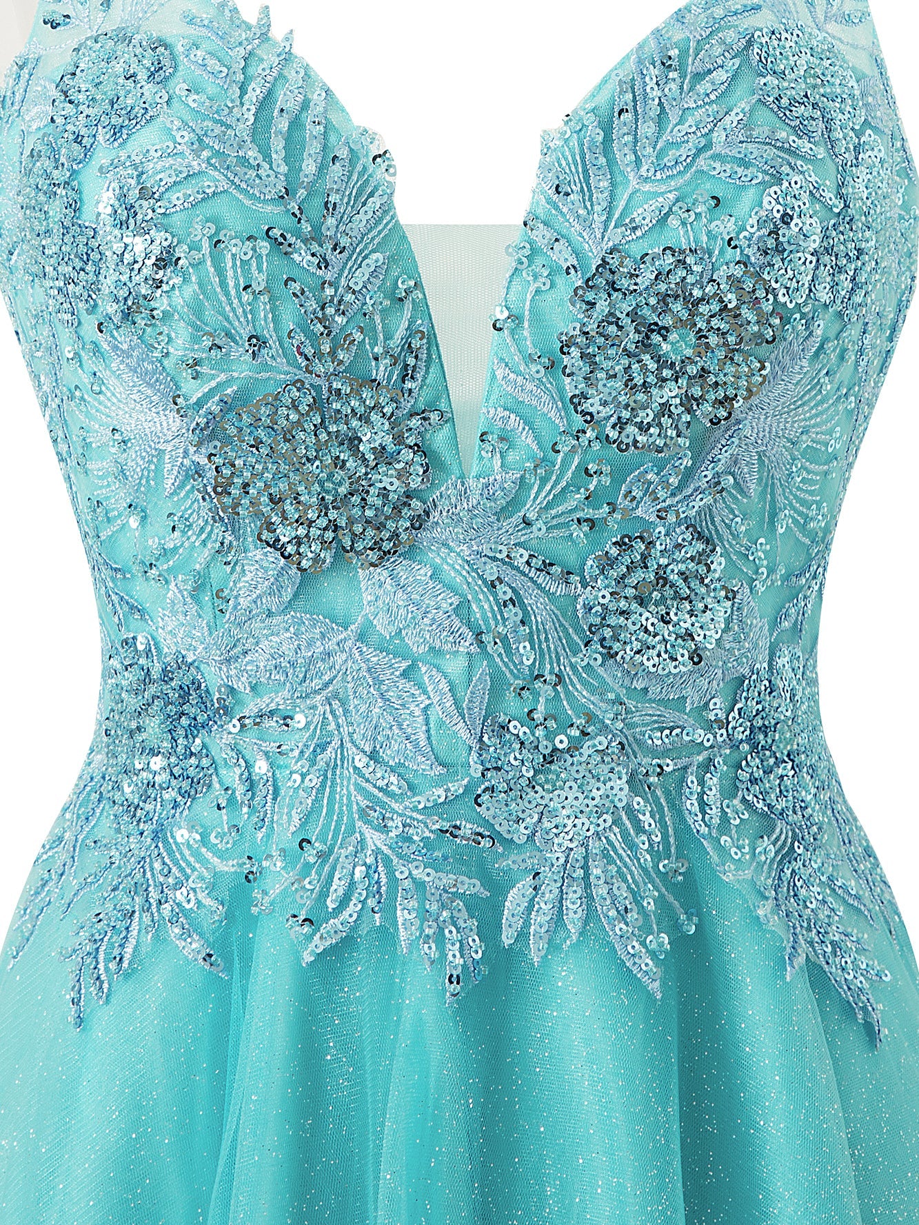 A-line Short Spaghetti Strap Sparkly Tulle Homecoming Dress
