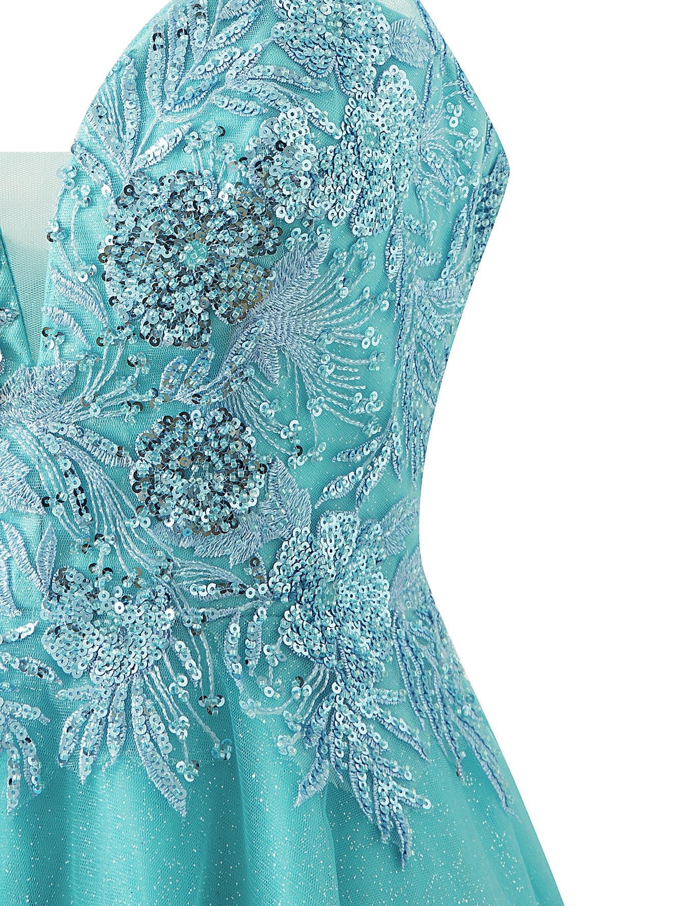 A-line Short Spaghetti Strap Sparkly Tulle Homecoming Dress