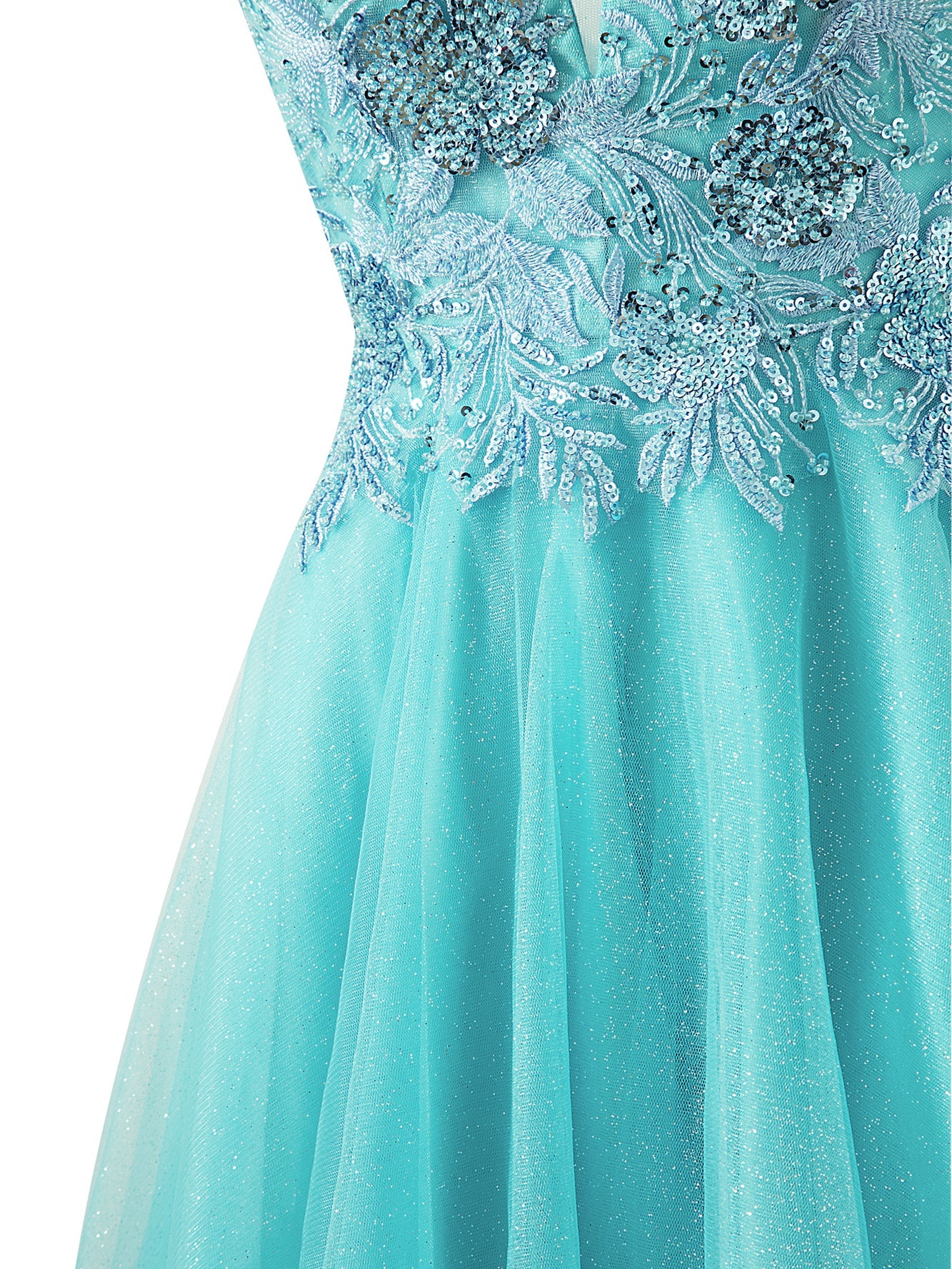 A-line Short Spaghetti Strap Sparkly Tulle Homecoming Dress