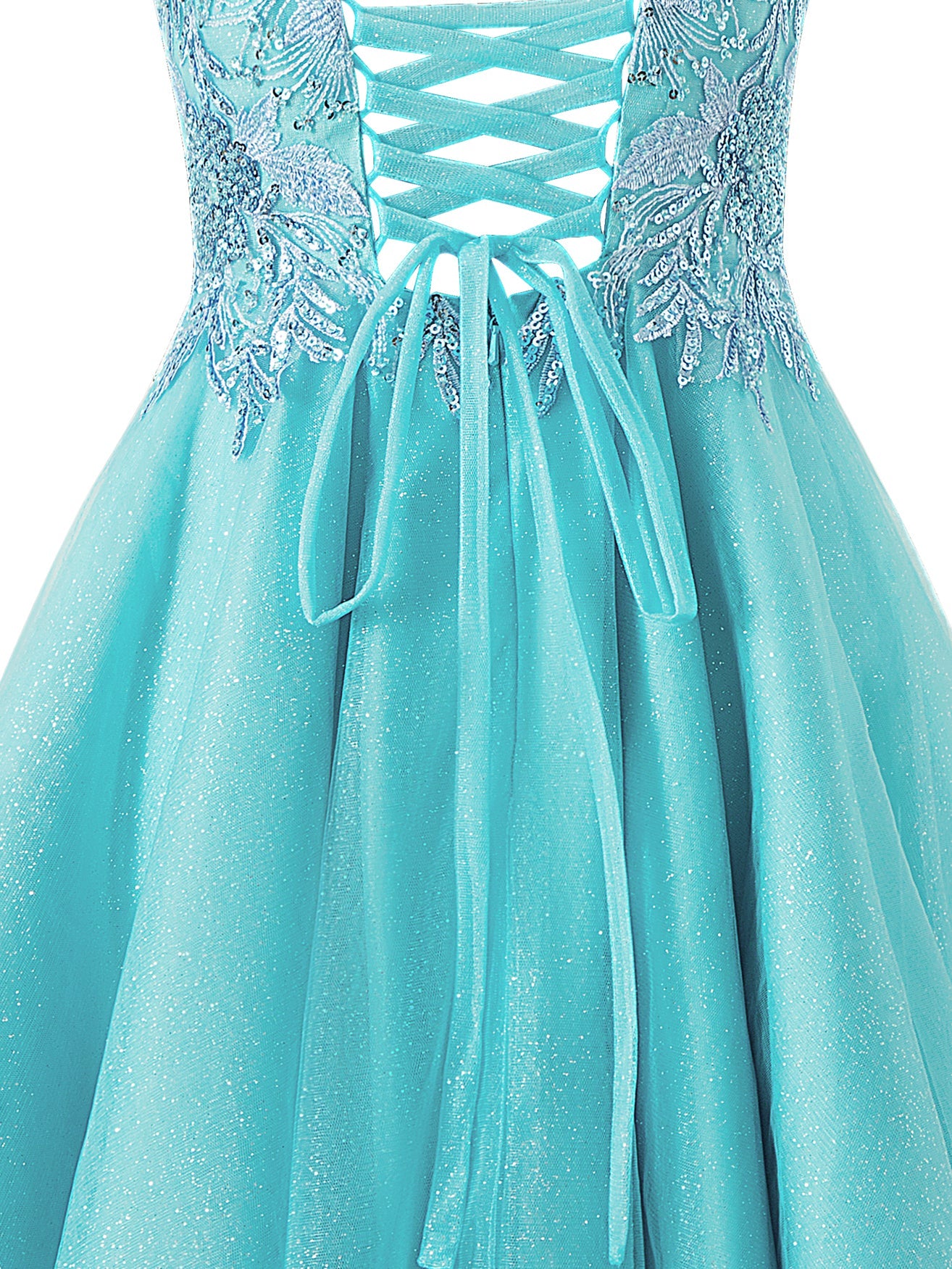 A-line Short Spaghetti Strap Sparkly Tulle Homecoming Dress