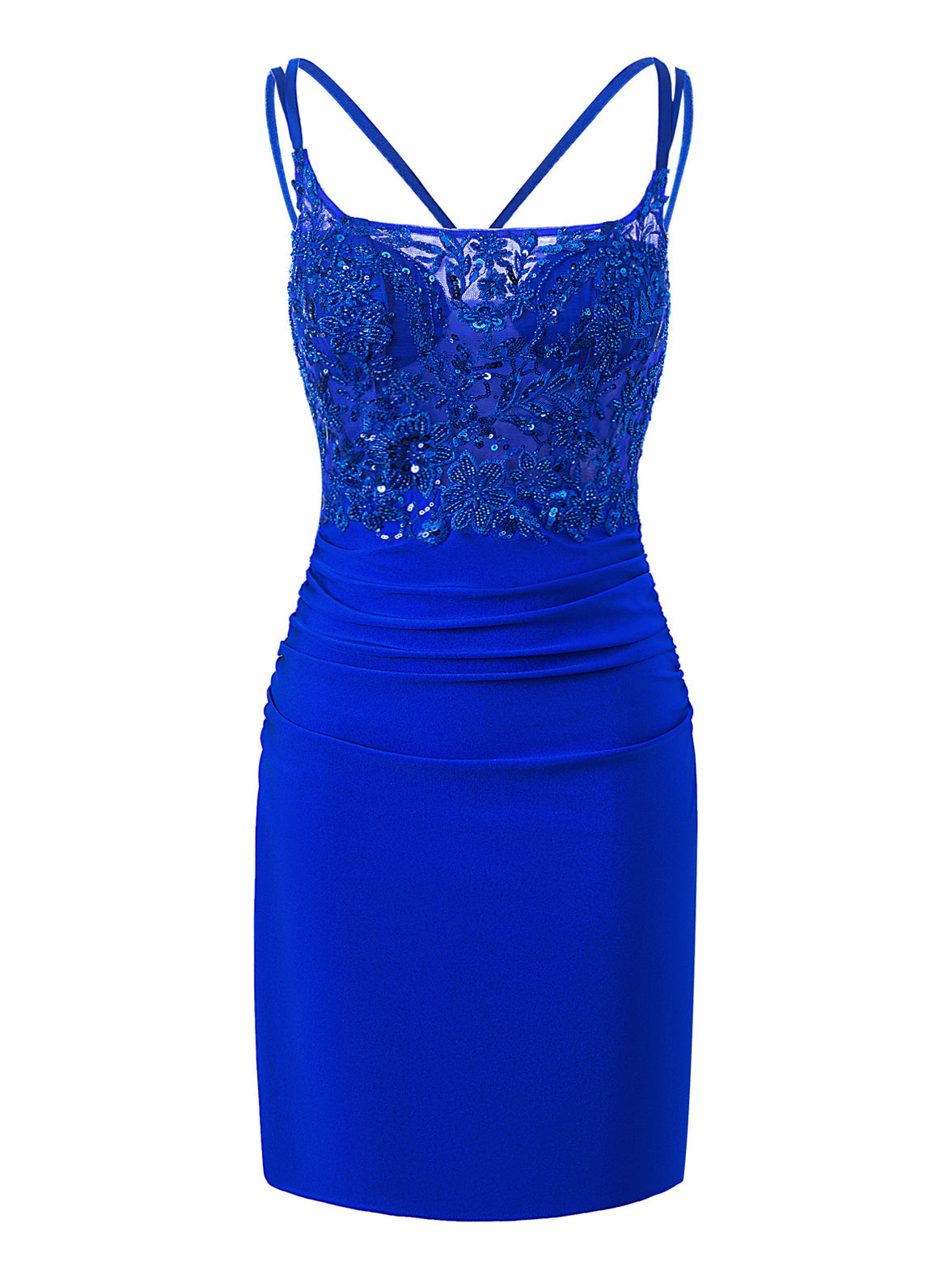 Royal Blue | Bodycorn Short Spaghetti Strap Jersey Homecoming Dress