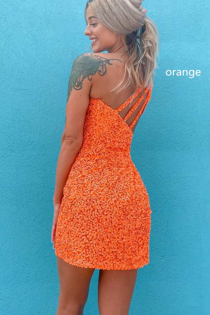 Bodycorn One Shoulder Sequins Homecoming Dress