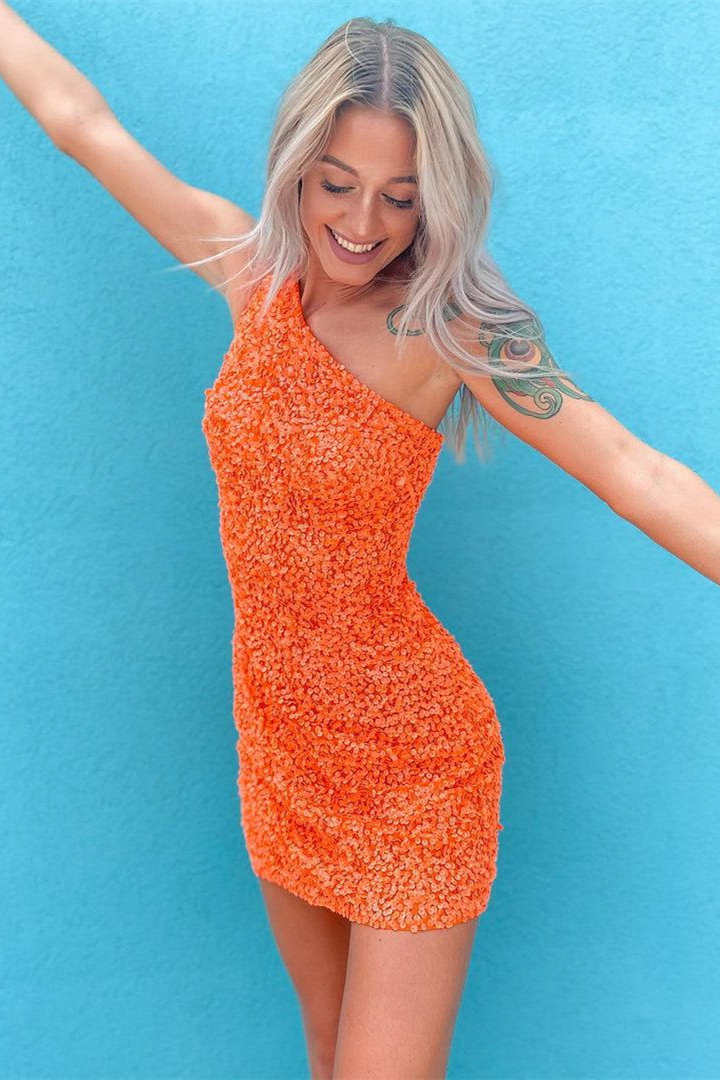 Bodycorn One Shoulder Sequins Homecoming Dress