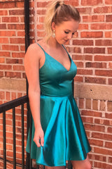 A-line Spaghetti Straps Satin Homecoming Dress