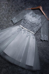 A-Line Tulle Homecoming Dress Scoop Neck Short/Mini Prom Dress