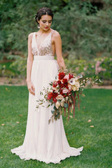 Bridesmaid Dresses, Elegant Open Back V Neck With Bowknot