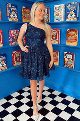A-Line One Shoulder Sequins Homecoming Dress
