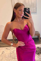 Mermaid Sheath Sweetheart Satain Prom Dress with Slit