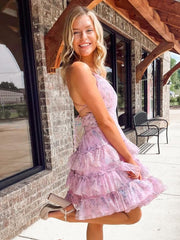 A-Line V Neck Ruched Pinted Homecoming Dress