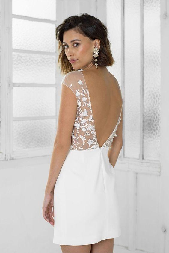 Perfect White Short Bridal Party Dress Lace Homecoming Dress