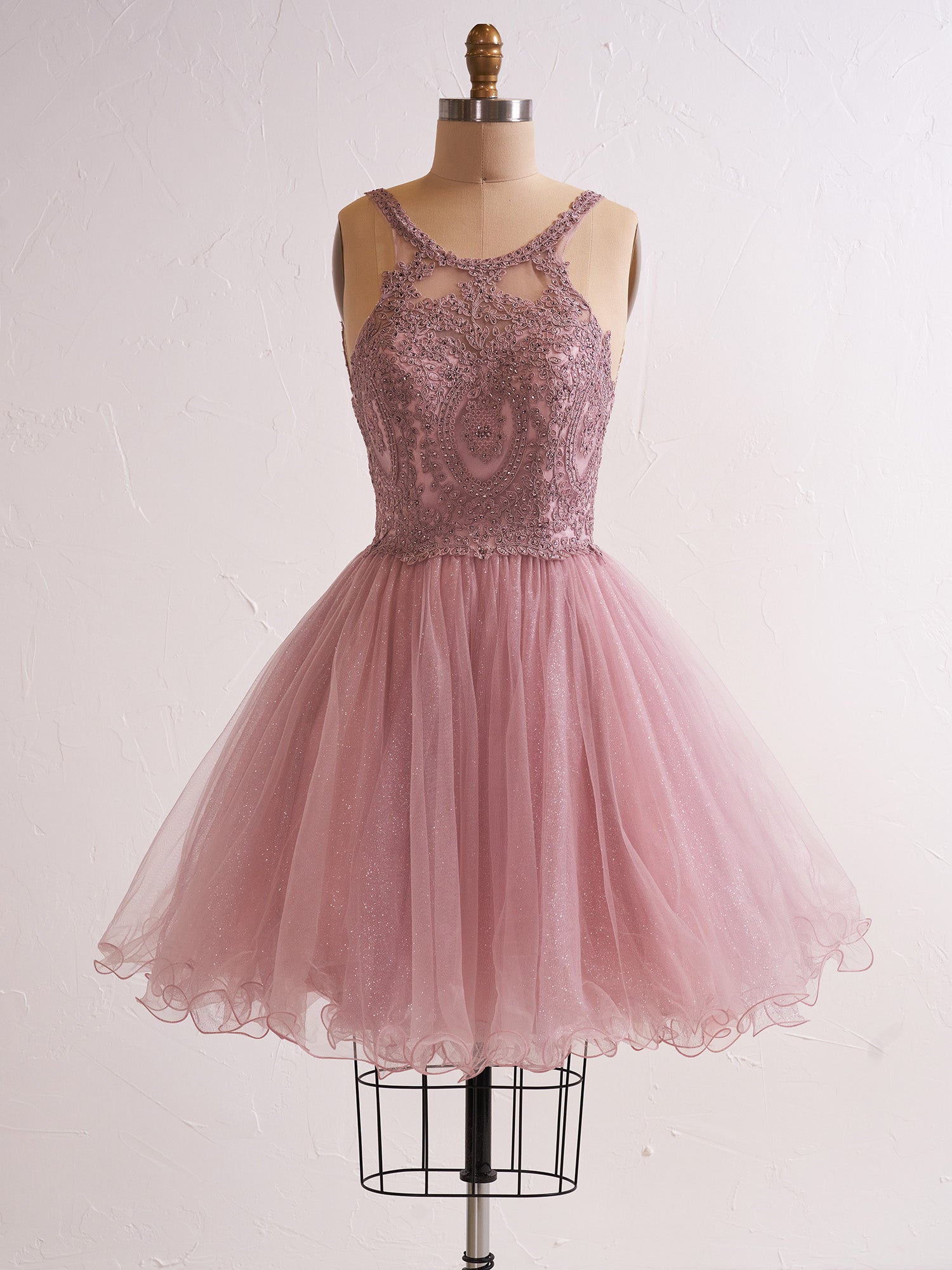 Embellished Embroidery Tulle Short Homecoming Cocktail Dress