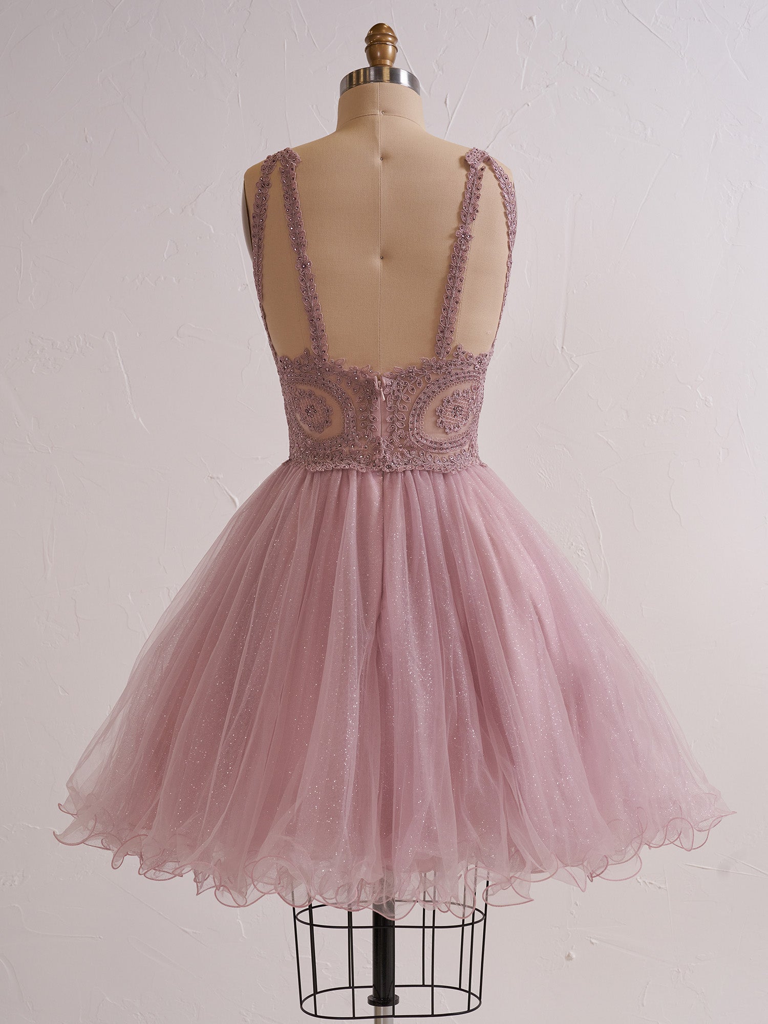 Embellished Embroidery Tulle Short Homecoming Cocktail Dress