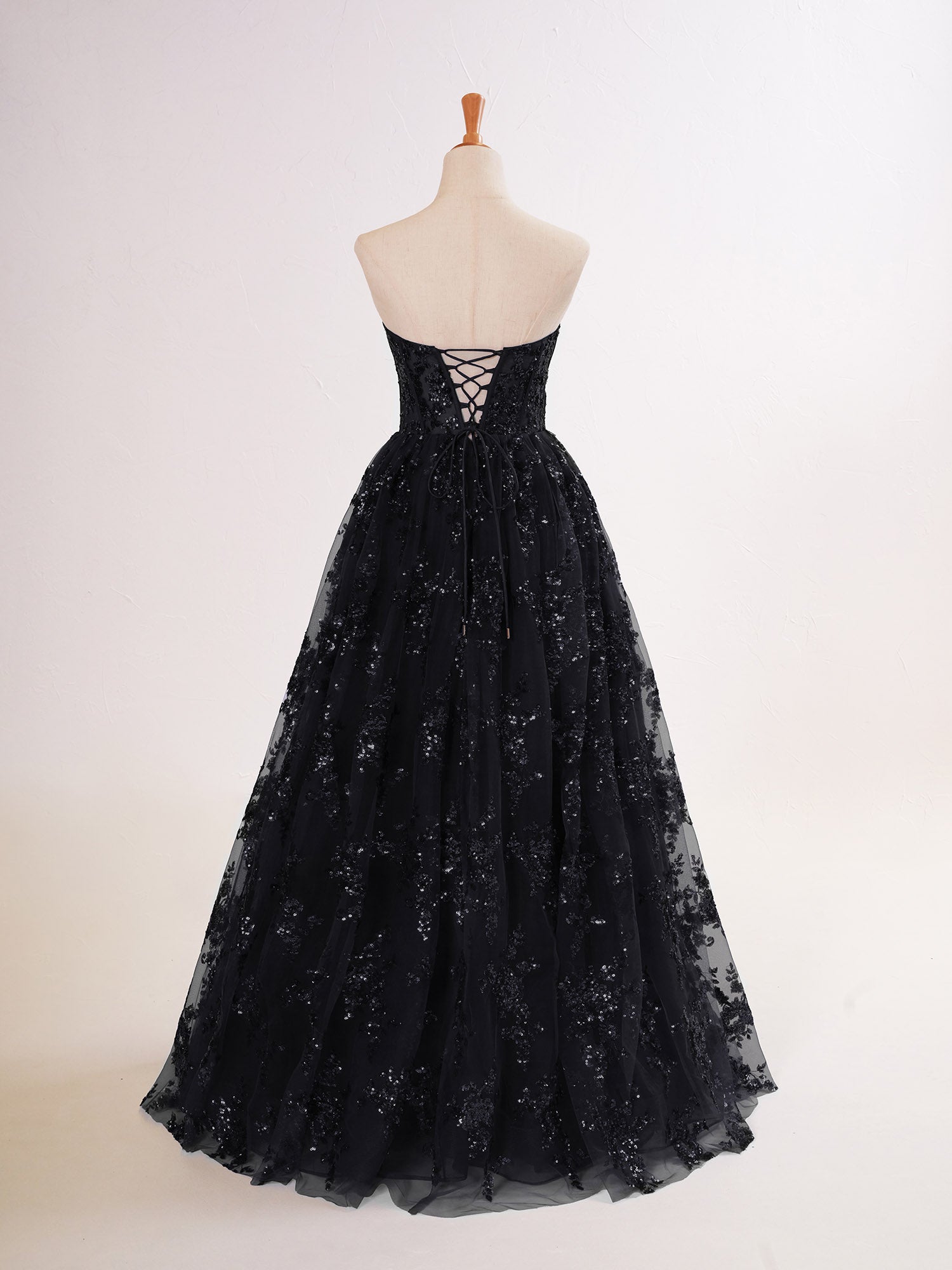 A-line Sequined Lace Long Prom Dress with Pockets