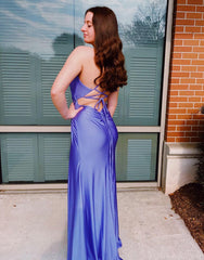 Bodycon Spaghetti Straps Corset Back Prom Dress With Split