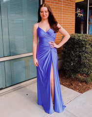 Bodycon Spaghetti Straps Corset Back Prom Dress With Split
