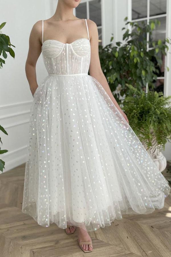 Tulle Sweetheart Straps Short Prom Dress Tea-Length Homecoming Dress