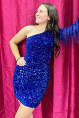 Bodycorn One Shoulder Homecoming Dress with Tassel