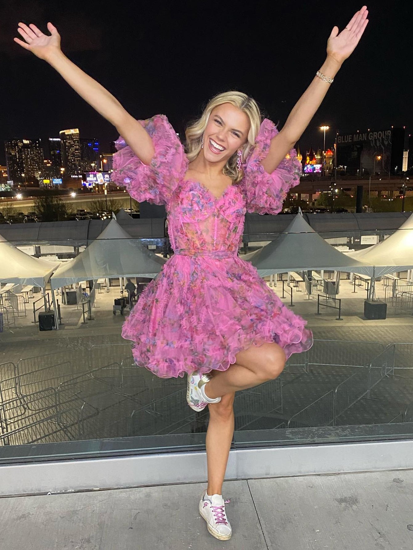 Cute Pink A Line Off the Shoulder Floral Printed Homecoming Dress