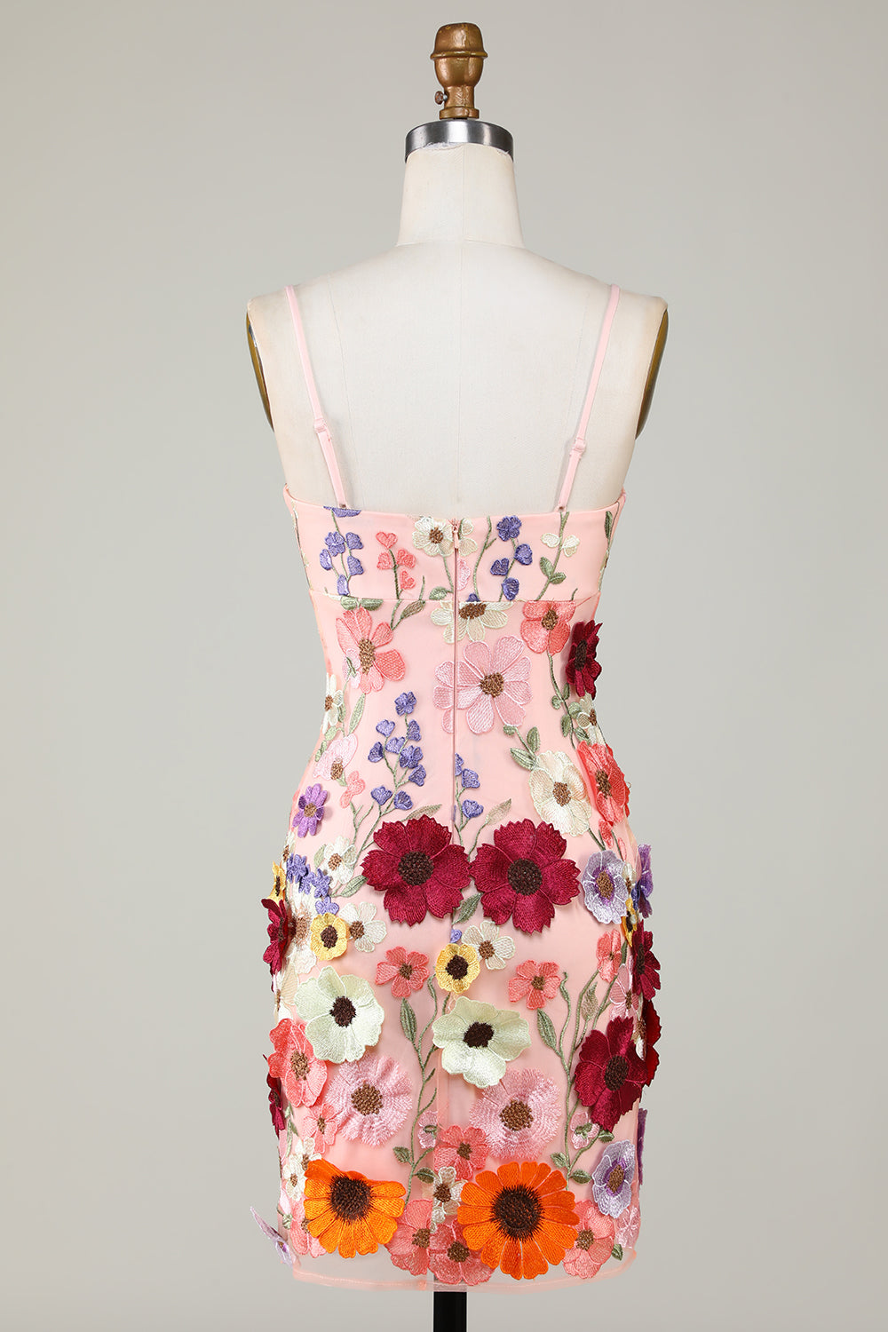 Bodycorn Spaghetti Straps 3D Flower Homecoming Dress