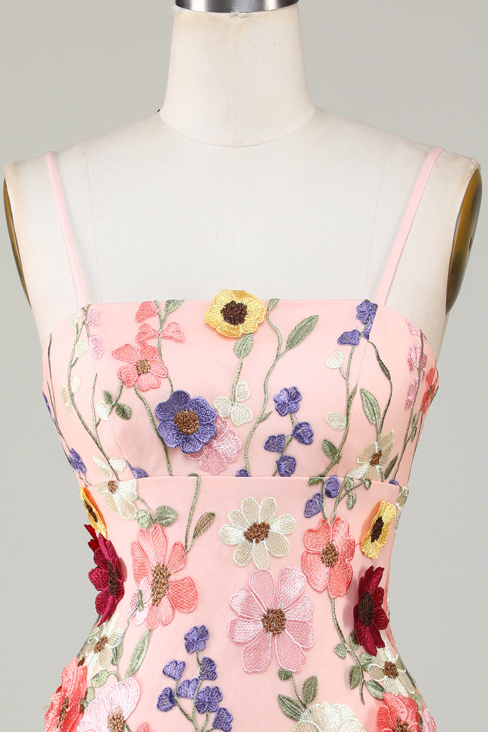 Bodycorn Spaghetti Straps 3D Flower Homecoming Dress