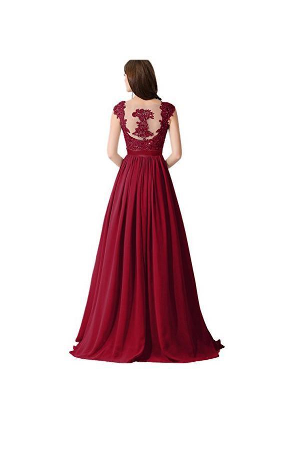 A-line Chiffon Lace Bridesmaid Dresses, Evening Gowns, Prom Dresses