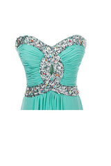 Crystal Beaded A-line Long Chiffon Prom Dress Evening Gown