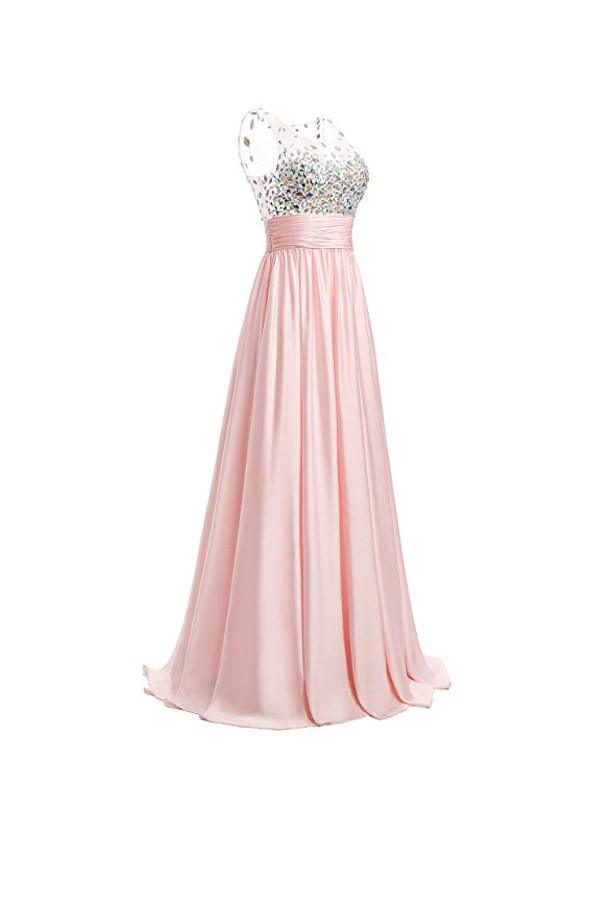 Chiffon A-line Prom Dresses Floor Length Evening Gowns