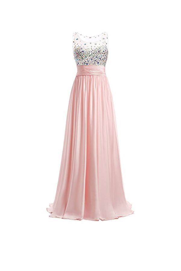 Chiffon A-line Prom Dresses Floor Length Evening Gowns