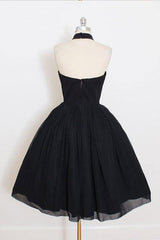 Black Halter Simple Short Homecoming Dress Party Dress