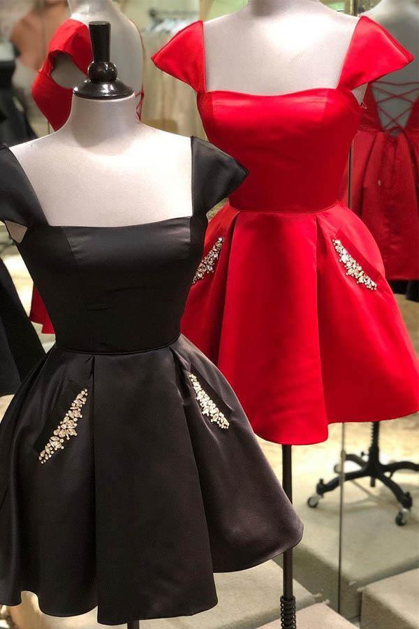 Cap Sleeve Short Royal Blue Homecoming Dress with Lace-Up Back