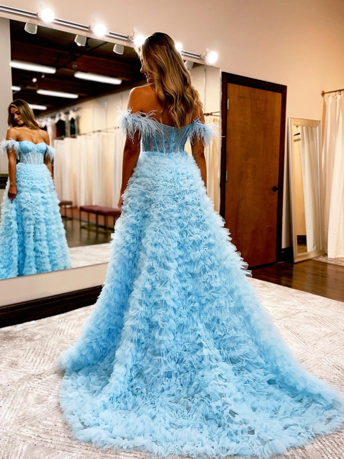 Ingrid |A Line Sweetheart Ruched Tulle Long Prom Dress With Slit