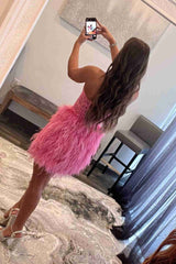 Bodycorn Sweetheart Lace Feathers Skirt Homecoming Dress