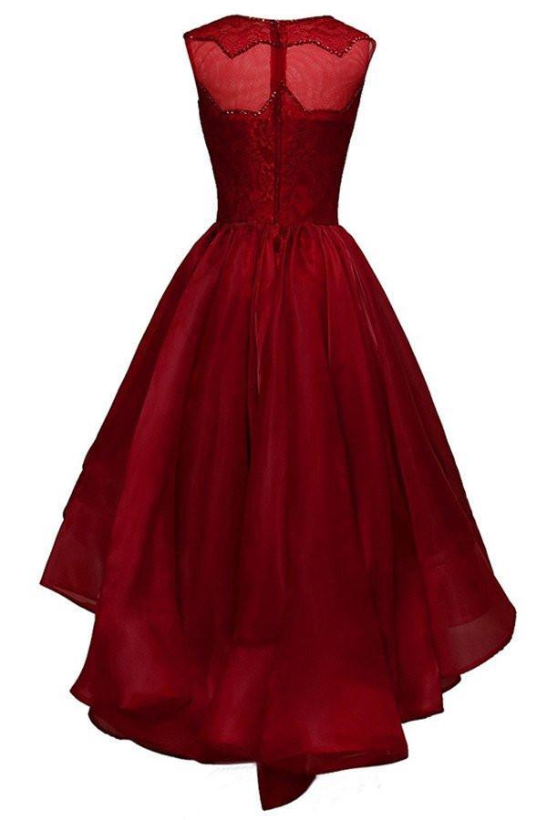 High-Low Organza Beaded Prom Dress Evening Gown Party Dress