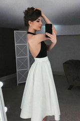 High Neck Halter Homecoming Dress with Pleated Skirt Graduation Dress