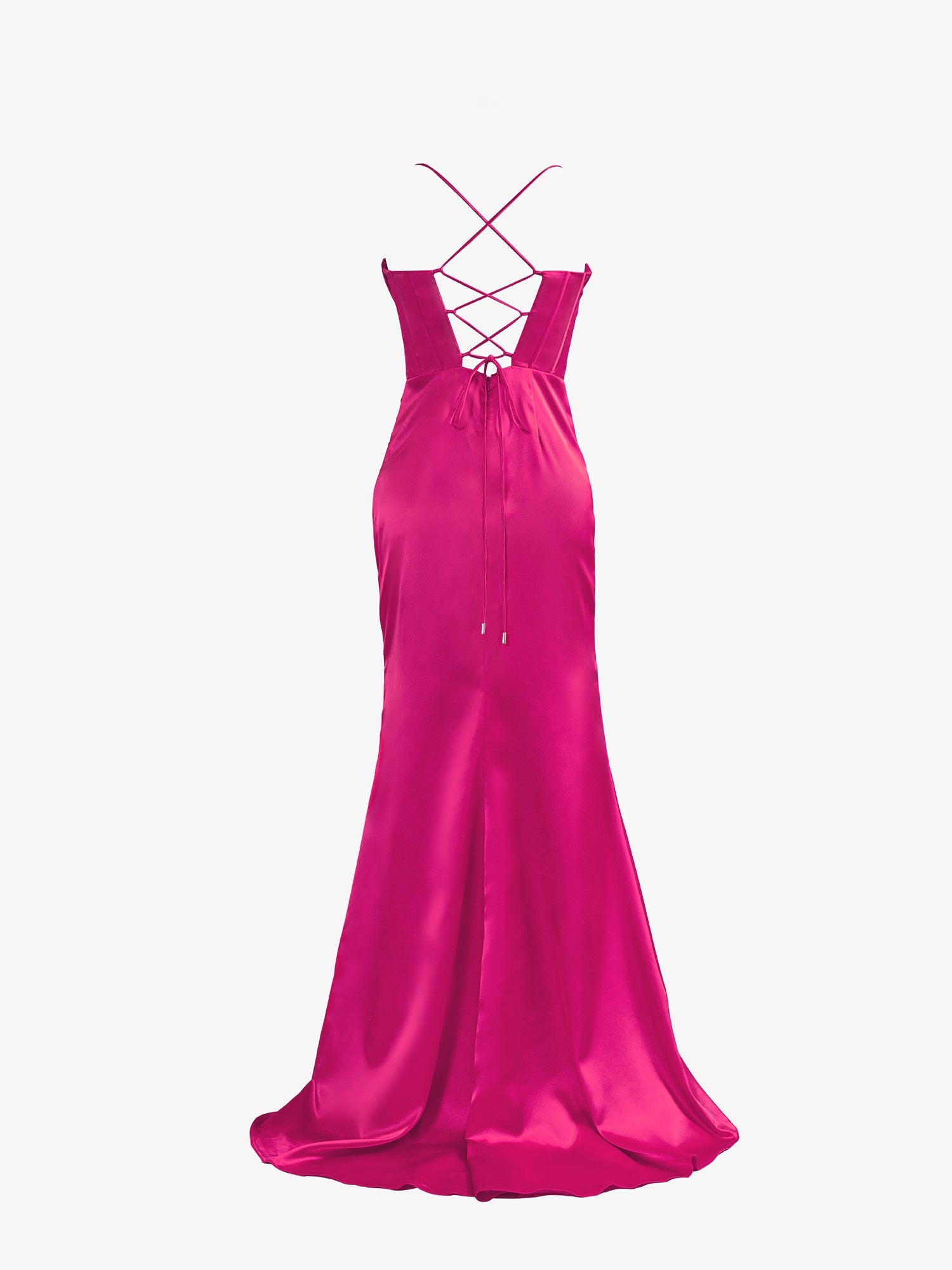 Hot Cute Pink Spaghetti Straps Satin Mermaid Sheath Prom Dress with Slit