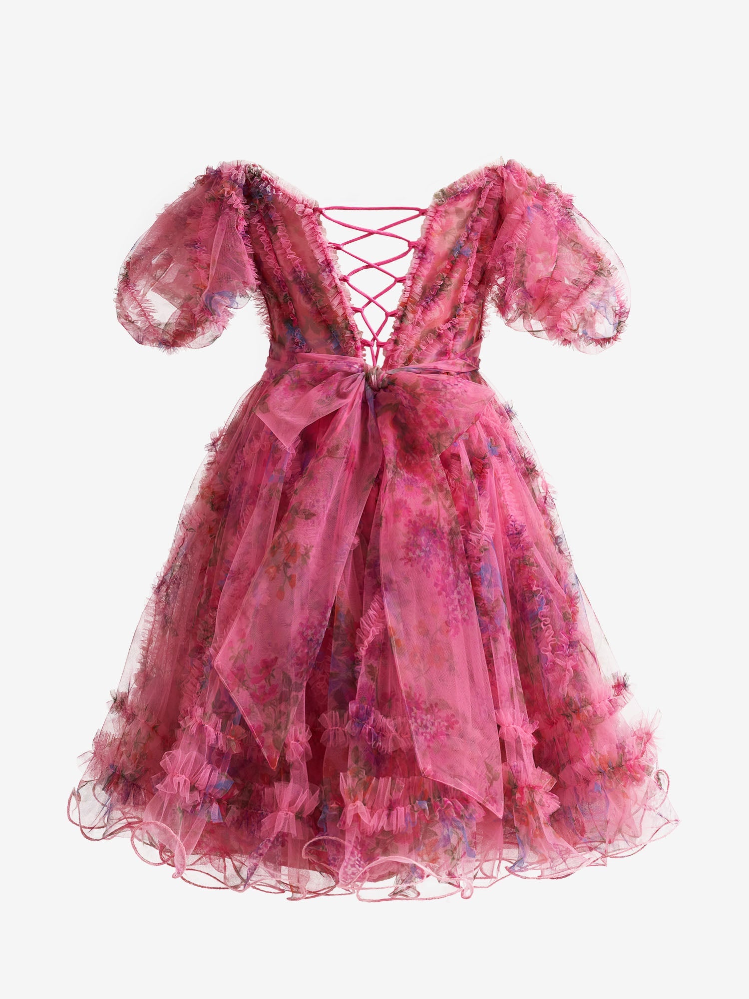 Cute Pink A Line Off the Shoulder Floral Printed Homecoming Dress