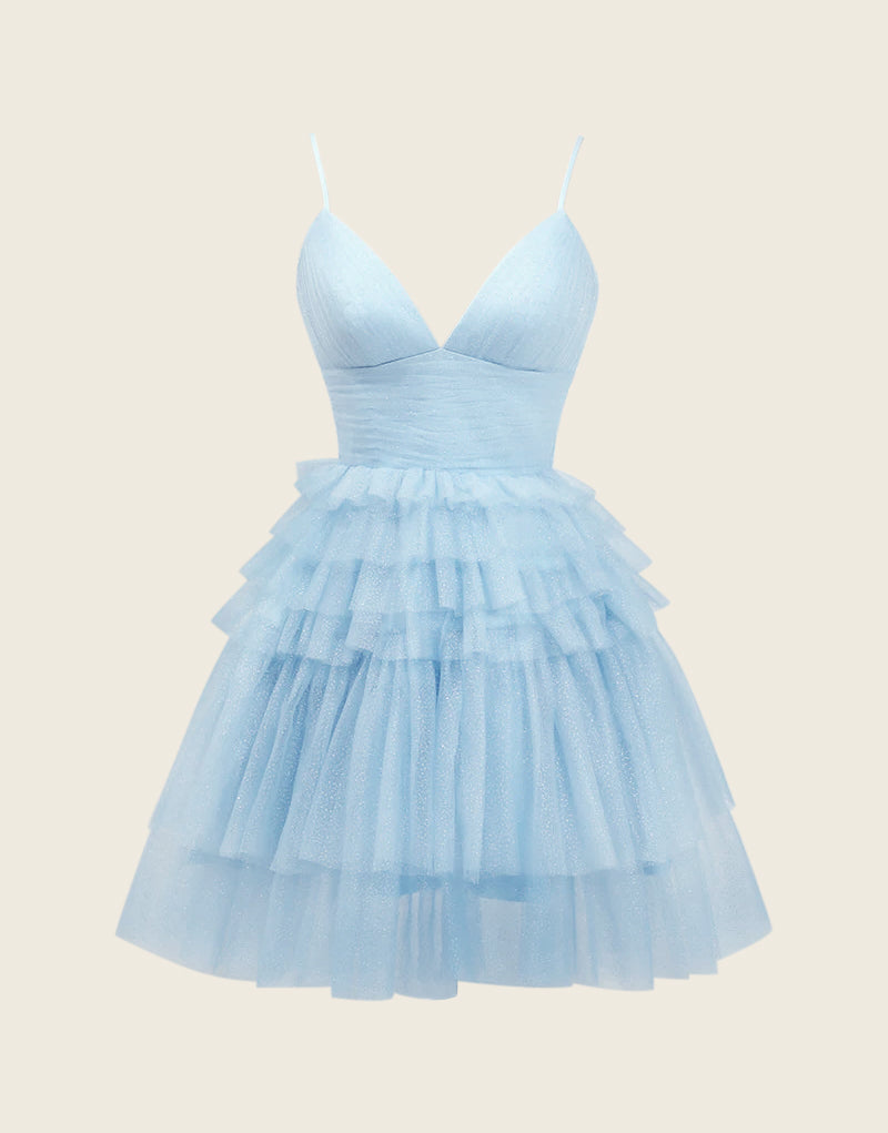 A-Line Deep V Neck  Ruched Homecoming Dress