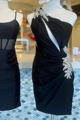 Bodycorn One Shoulder Pleated Satin Homecoming Dress