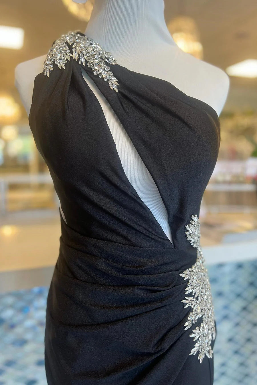 Bodycorn One Shoulder Pleated Satin Homecoming Dress