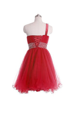 One Shoulder Short Prom Dress Homecoming Dress with Beading
