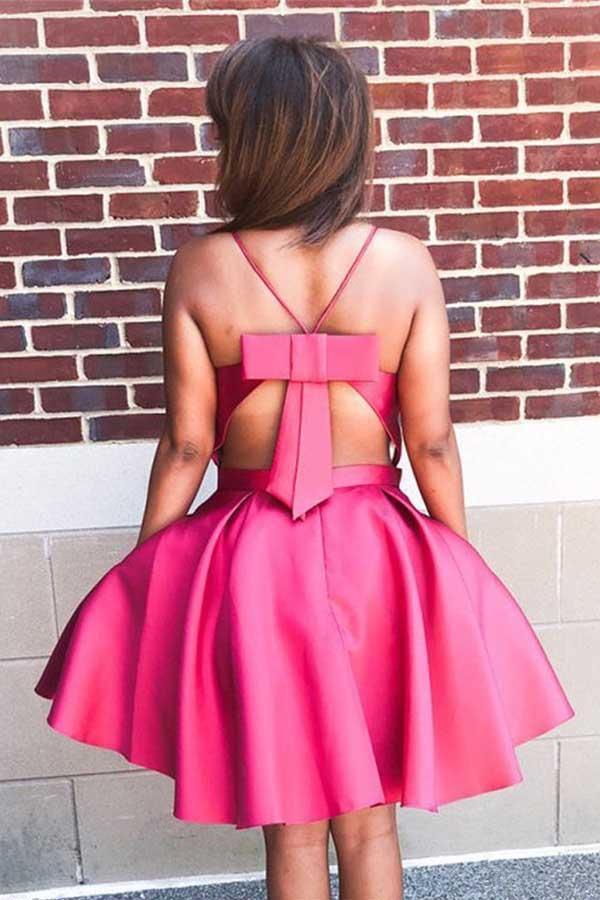 Sexy Red Spaghetti Straps A-Line Homecoming Dress Short Party Gown