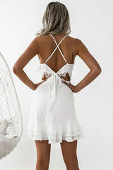 Pleated White Satin Sheath Homecoming Dress with Spaghetti Straps