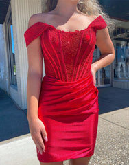 Bodycon Off the Shoulder Corset Homecoming Dress