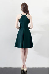 Dark Green Halter A-line Short Party Dress Slim Homecoming Dresses