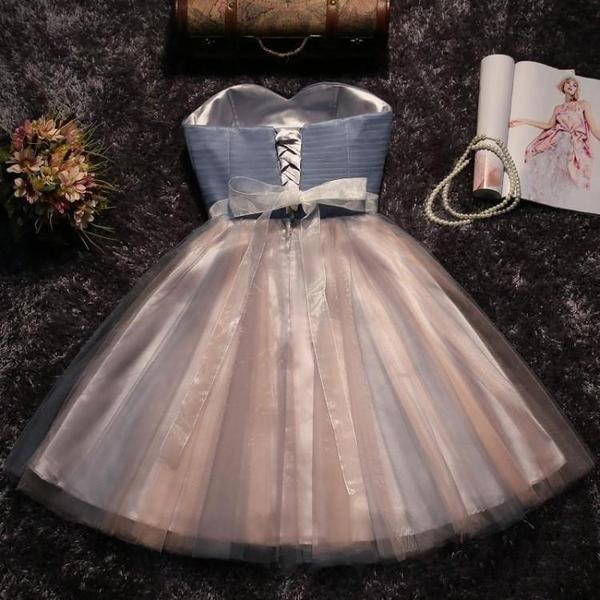 Strapless Sweetheart Neck Blush Pink Short Prom Dress Homecoming Dress