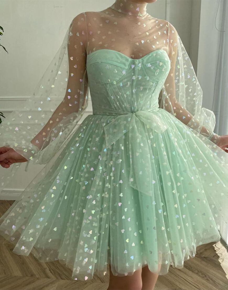 A-Line Corset Homecoming Dress with Sleeves